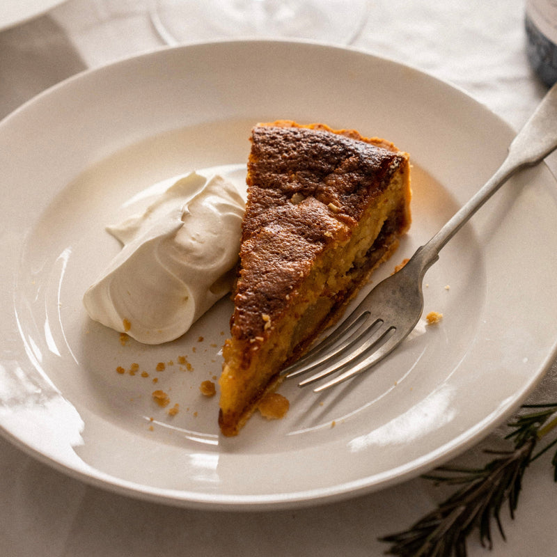 Pear, almond and toffee tart