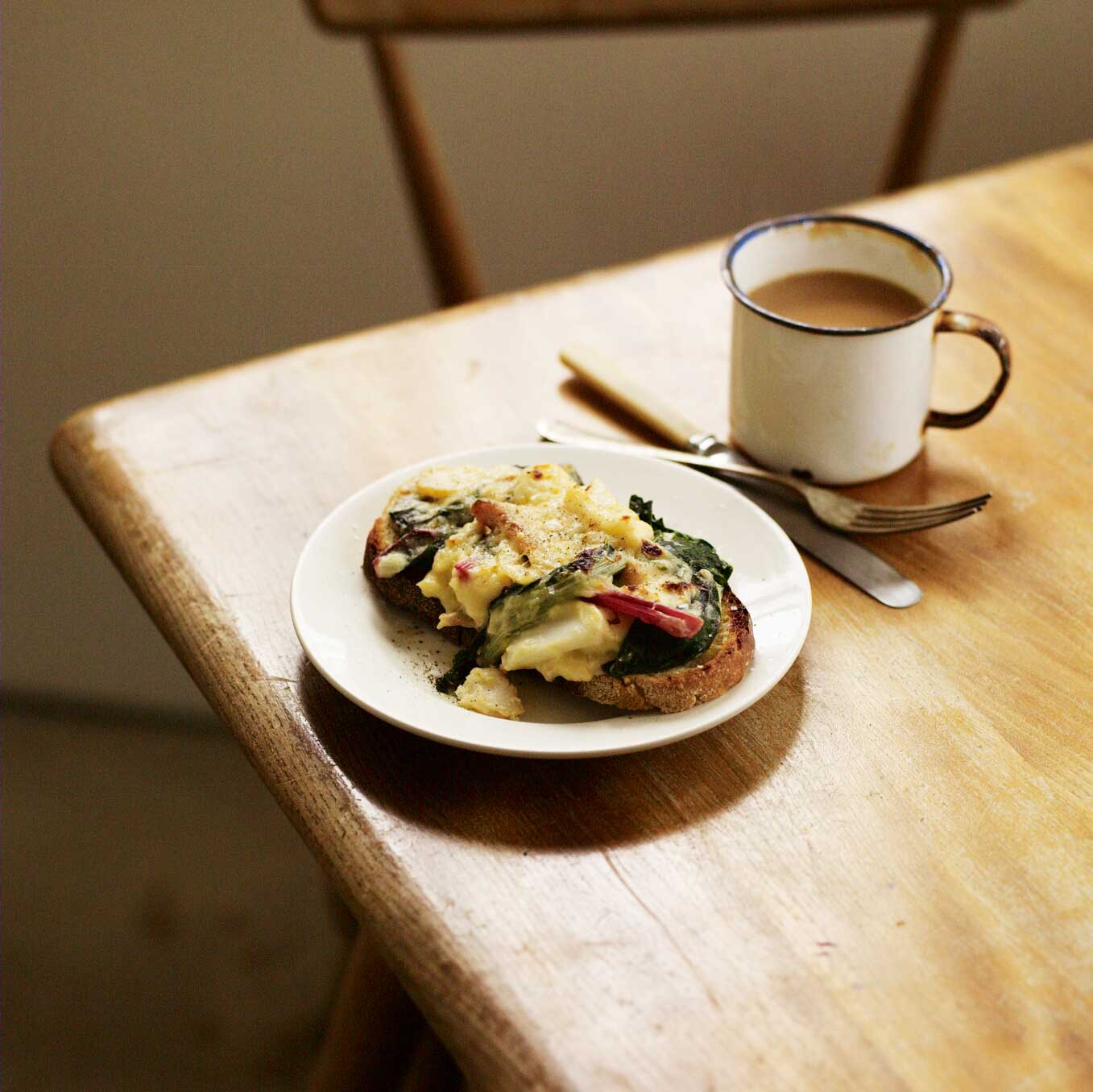 Smoked haddock & chard toasts
