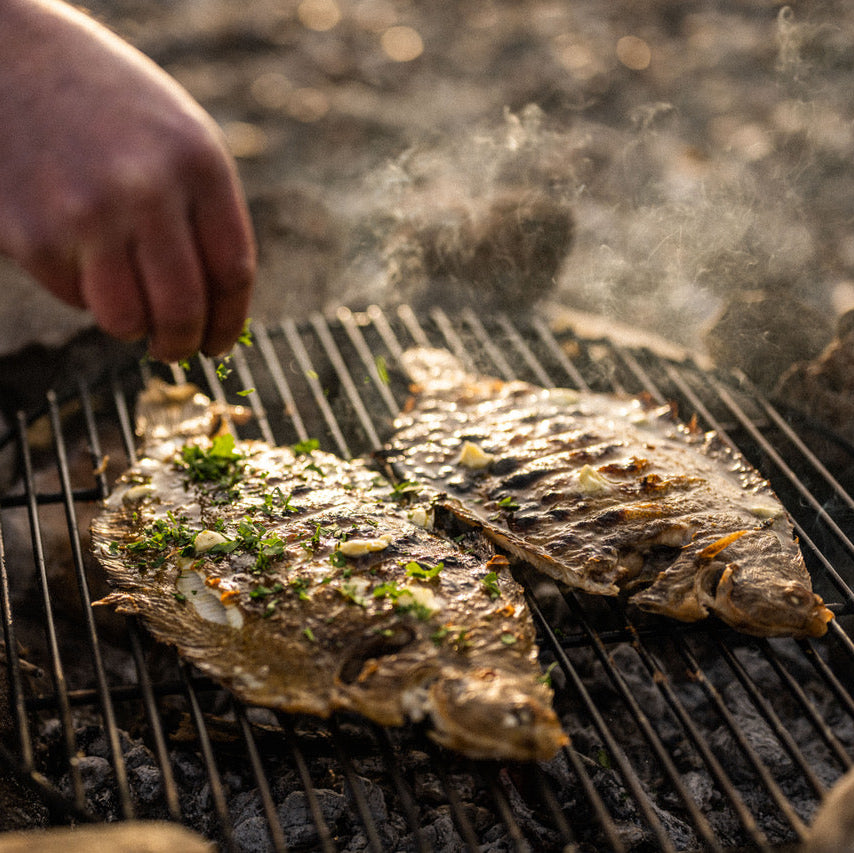Barbecued sole with parsley lemon and garlic