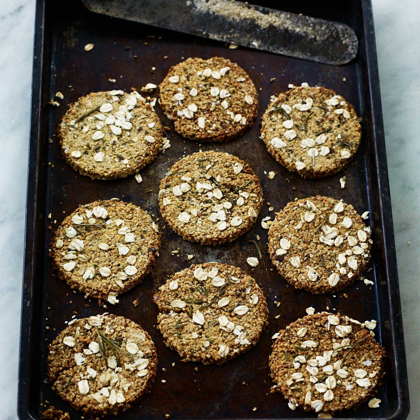 Oat biscuits with sheep’s cheese & rosemary