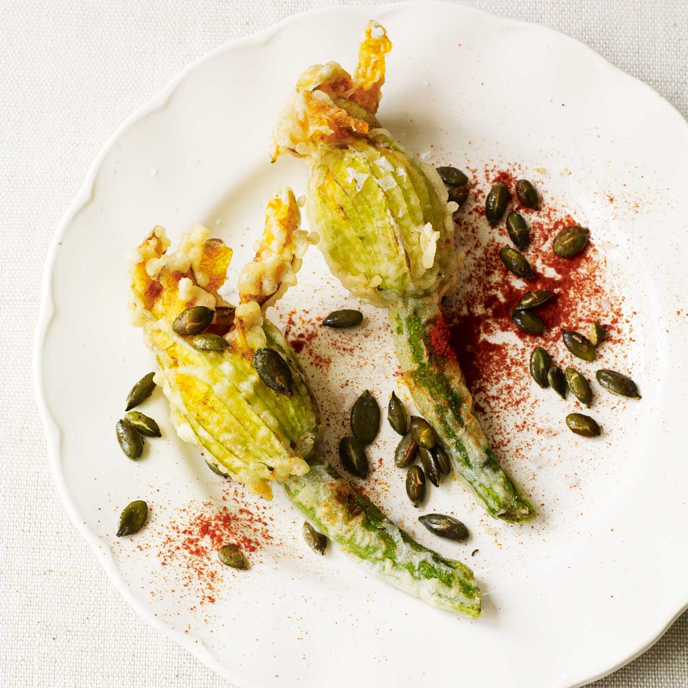Courgette flowers with salt cod