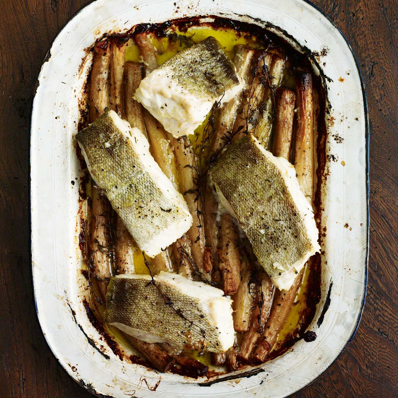 Cod with salsify, thyme & butter