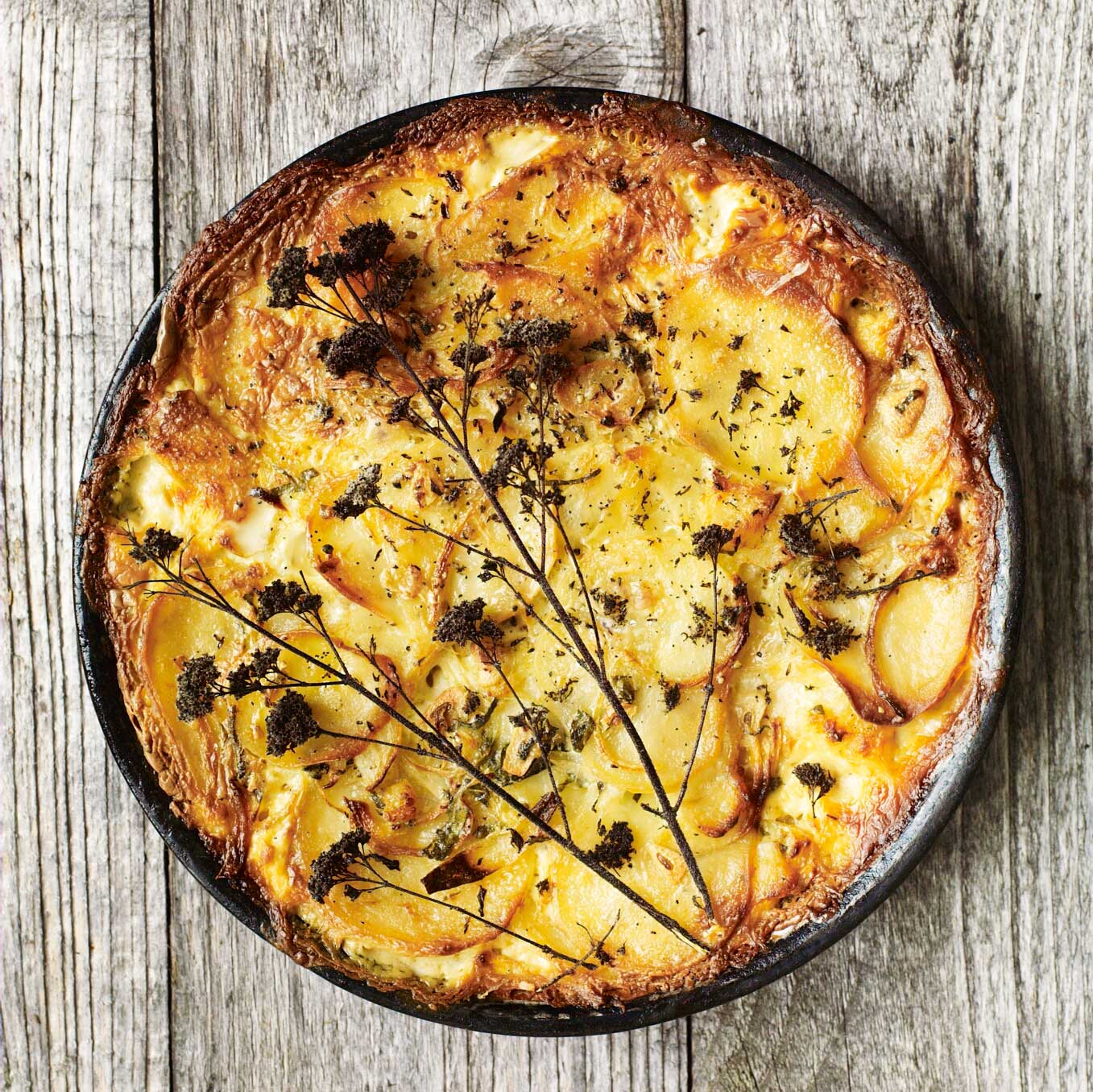 Salted pollack with potatoes, cream & marjoram