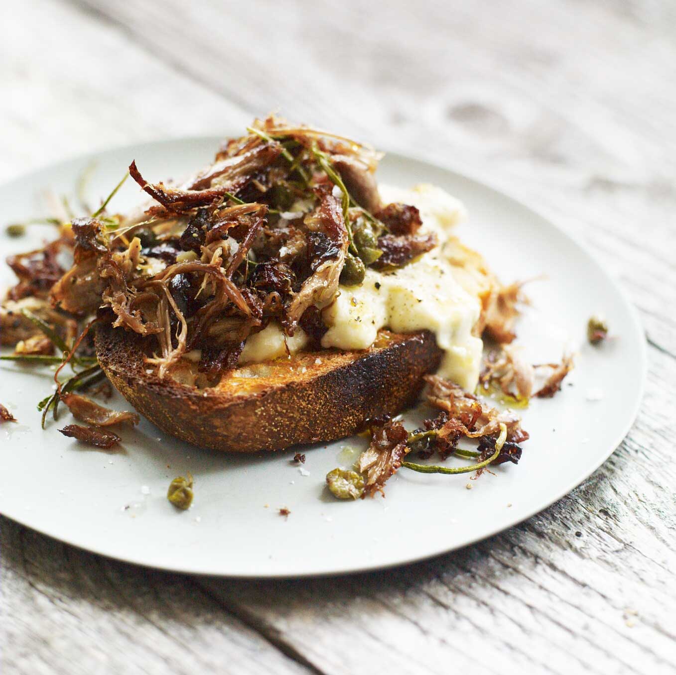 Crispy squirrel with cauliflower & capers