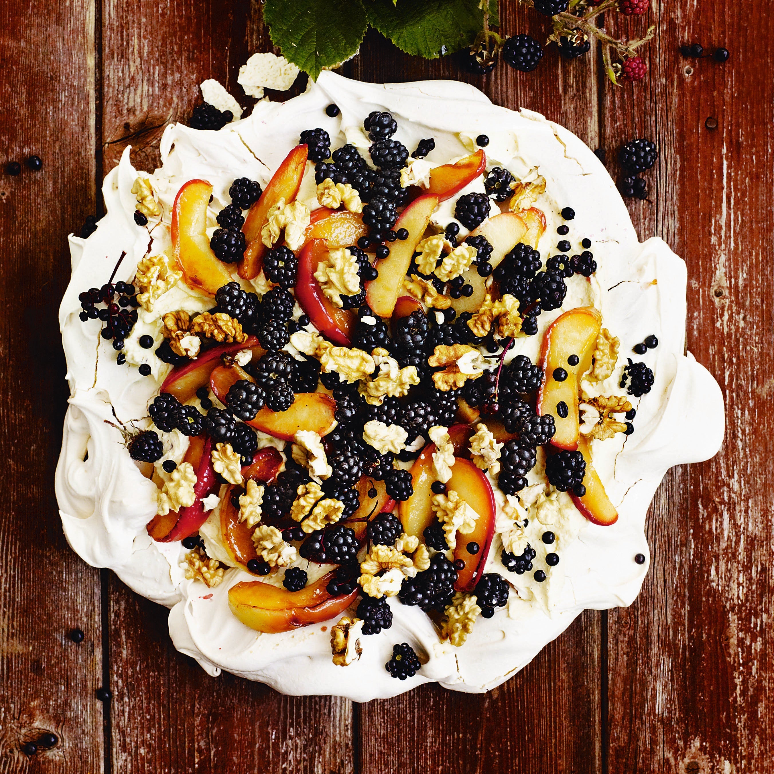 Blackberry & apple meringue with walnuts & elder