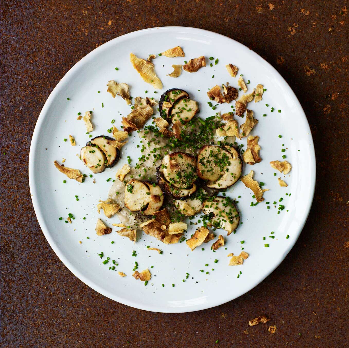 Ceps with artichoke & chives