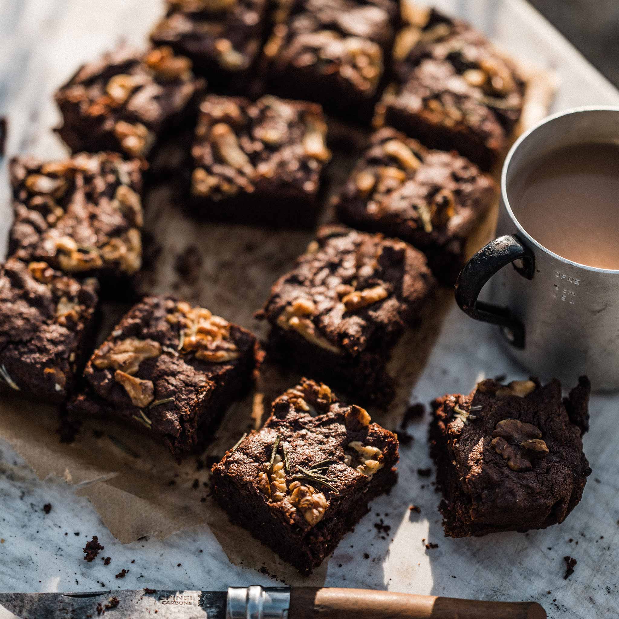 Beetroot, Walnut & Rosemary Chocolate Brownies