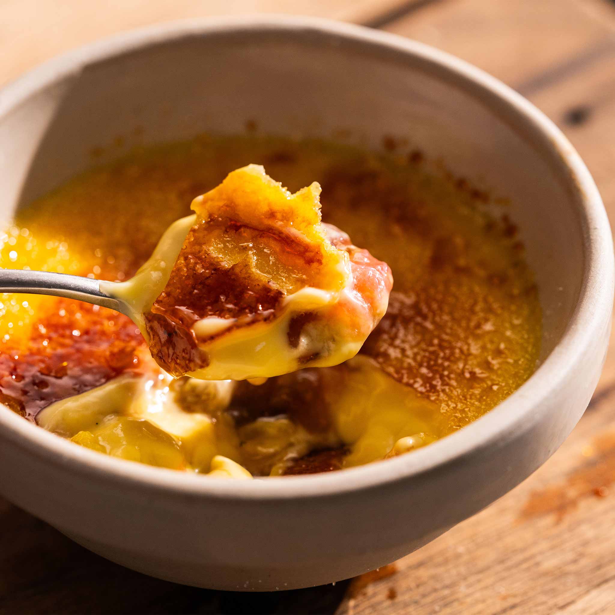 Rhubarb on the bottom Crème Brûlée