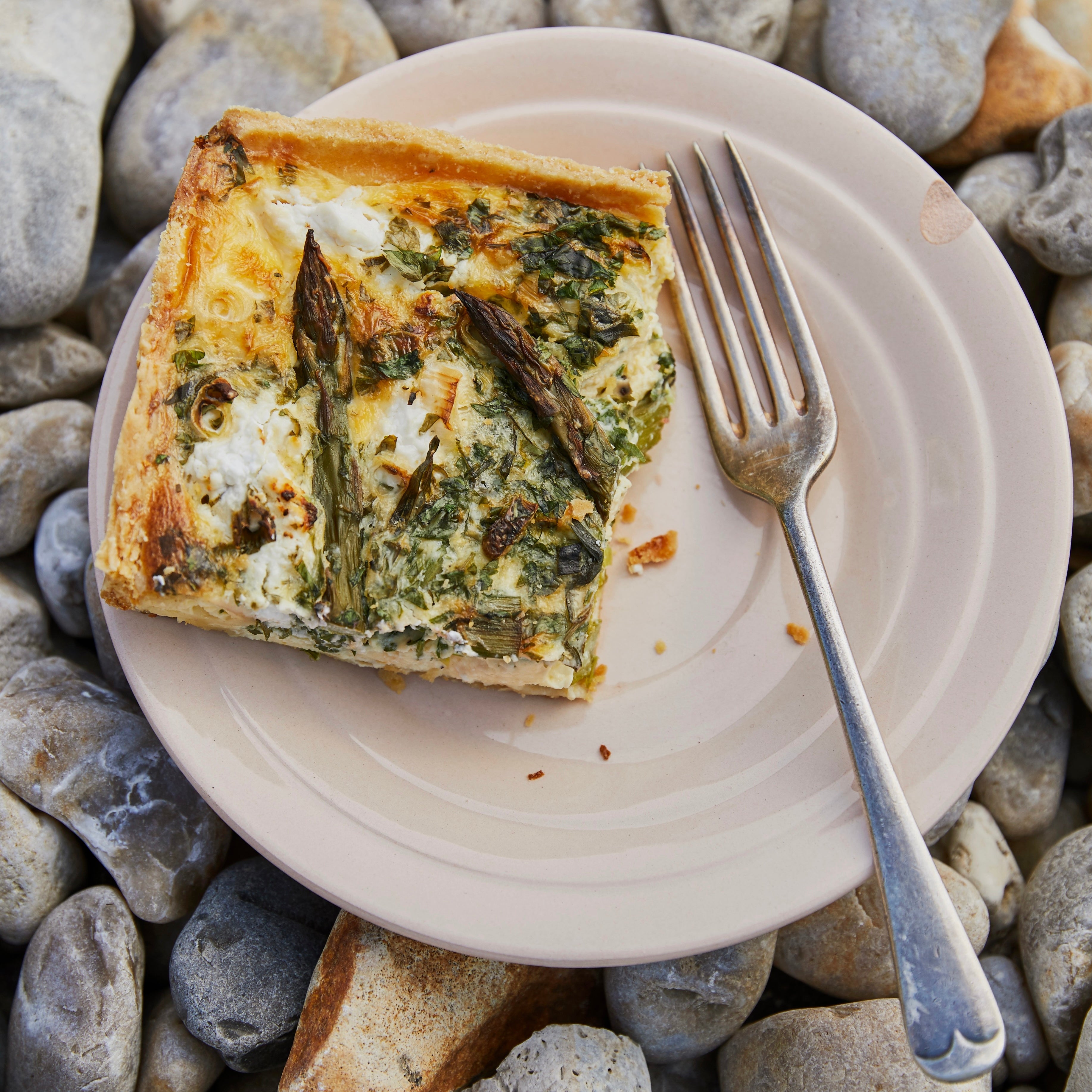 Asparagus, spring onion, goat’s cheese, tarragon and parsley tart