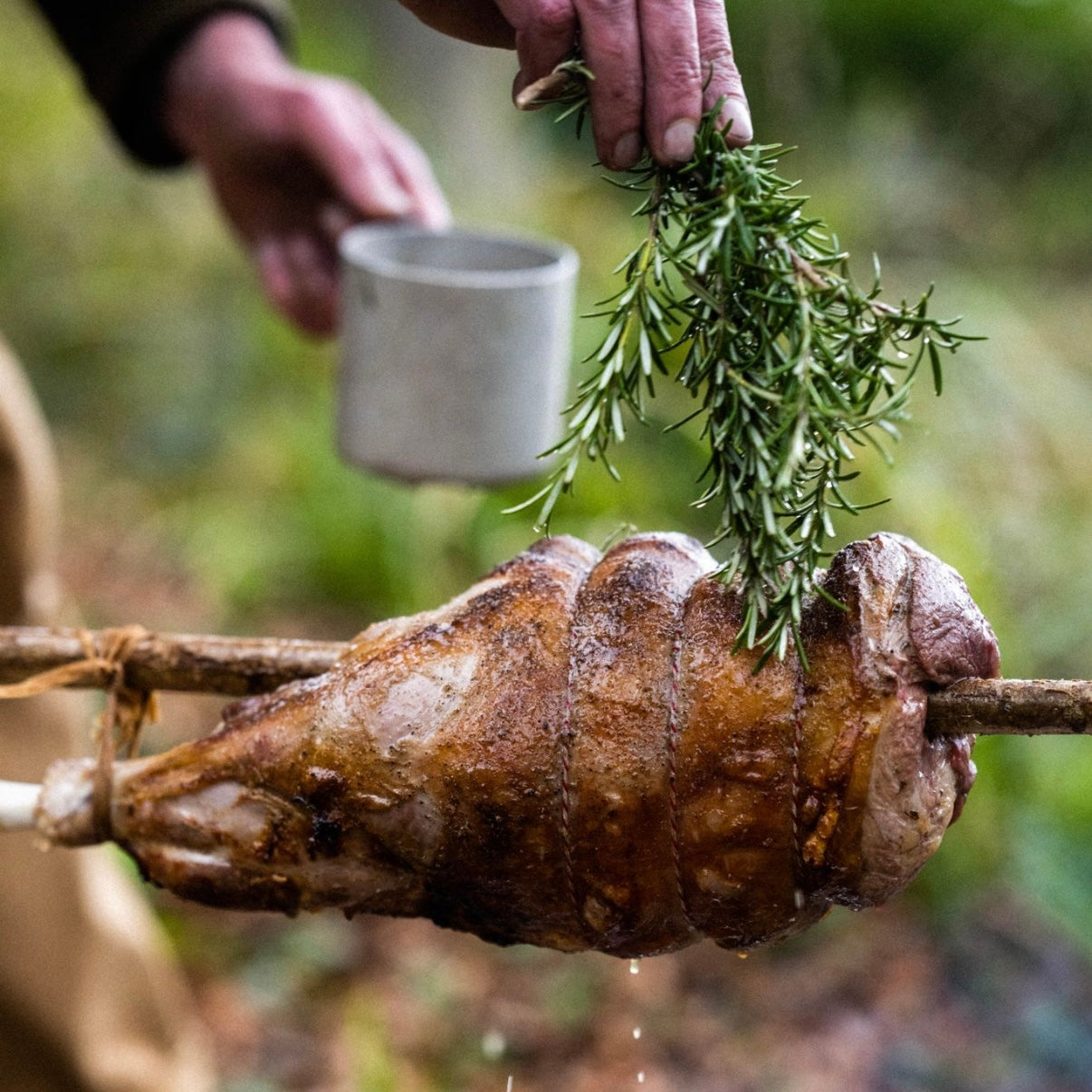 DIY spit roast lamb leg