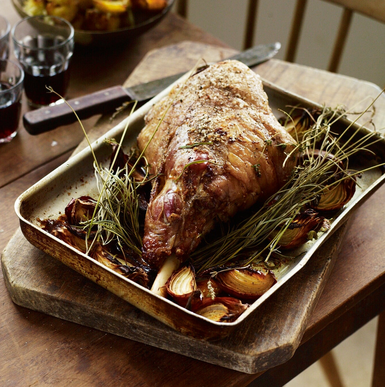 Roast leg of lamb or hogget with lavender and thyme
