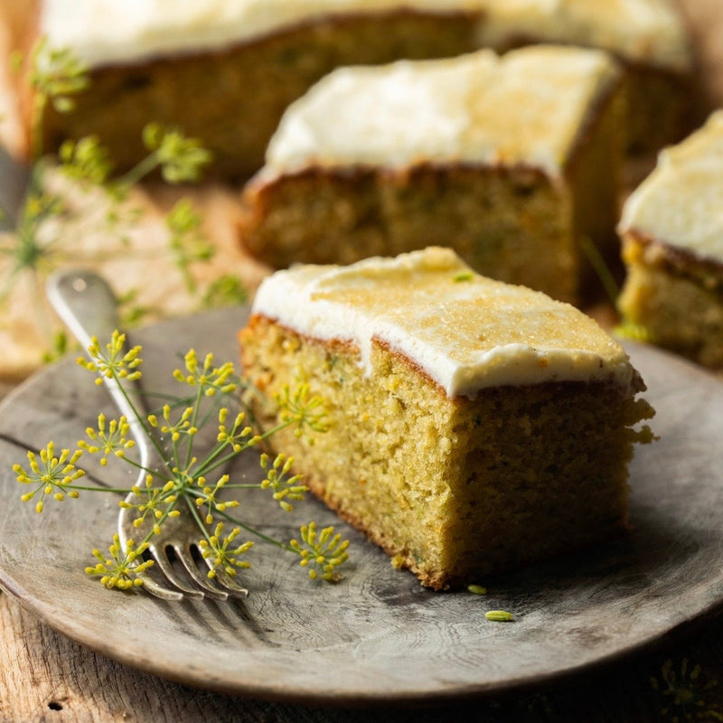 Courgette, lemon, fennel seed and olive oil cake