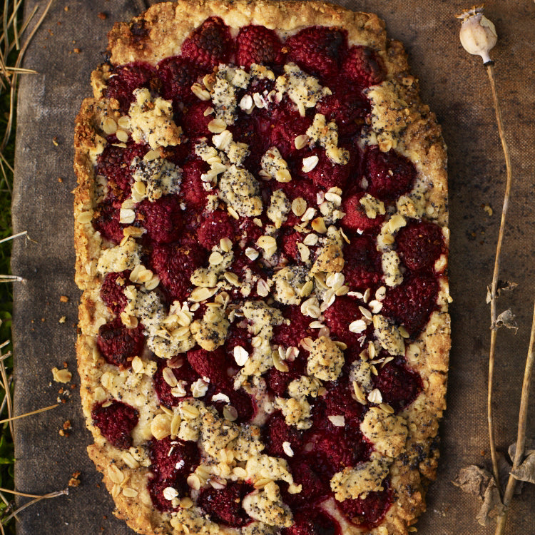 Raspberry and oat shortcake
