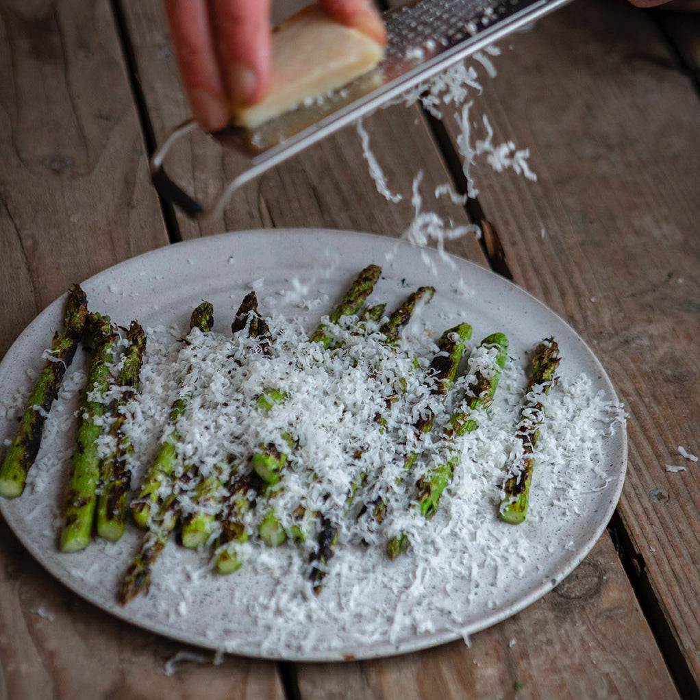 Charred asparagus with sheep’s cheese and lemon thyme