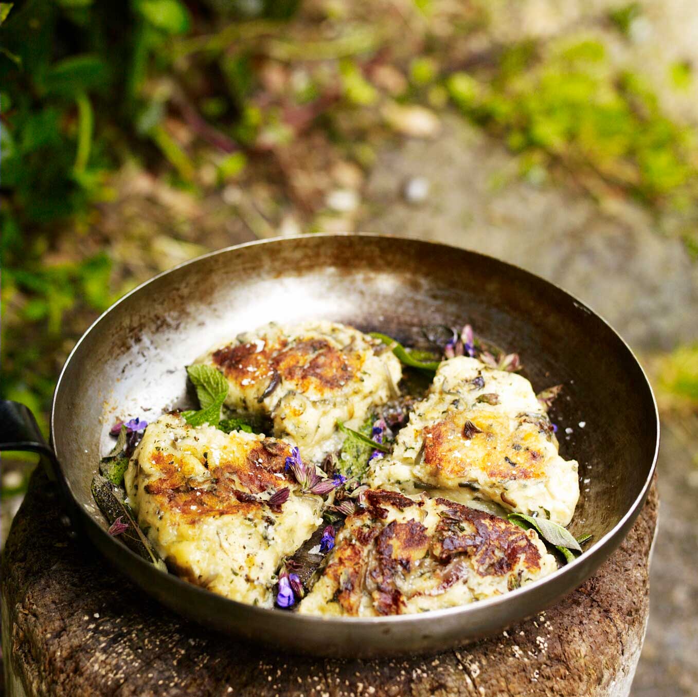 Red onion, sage, blue cheese and potato farls