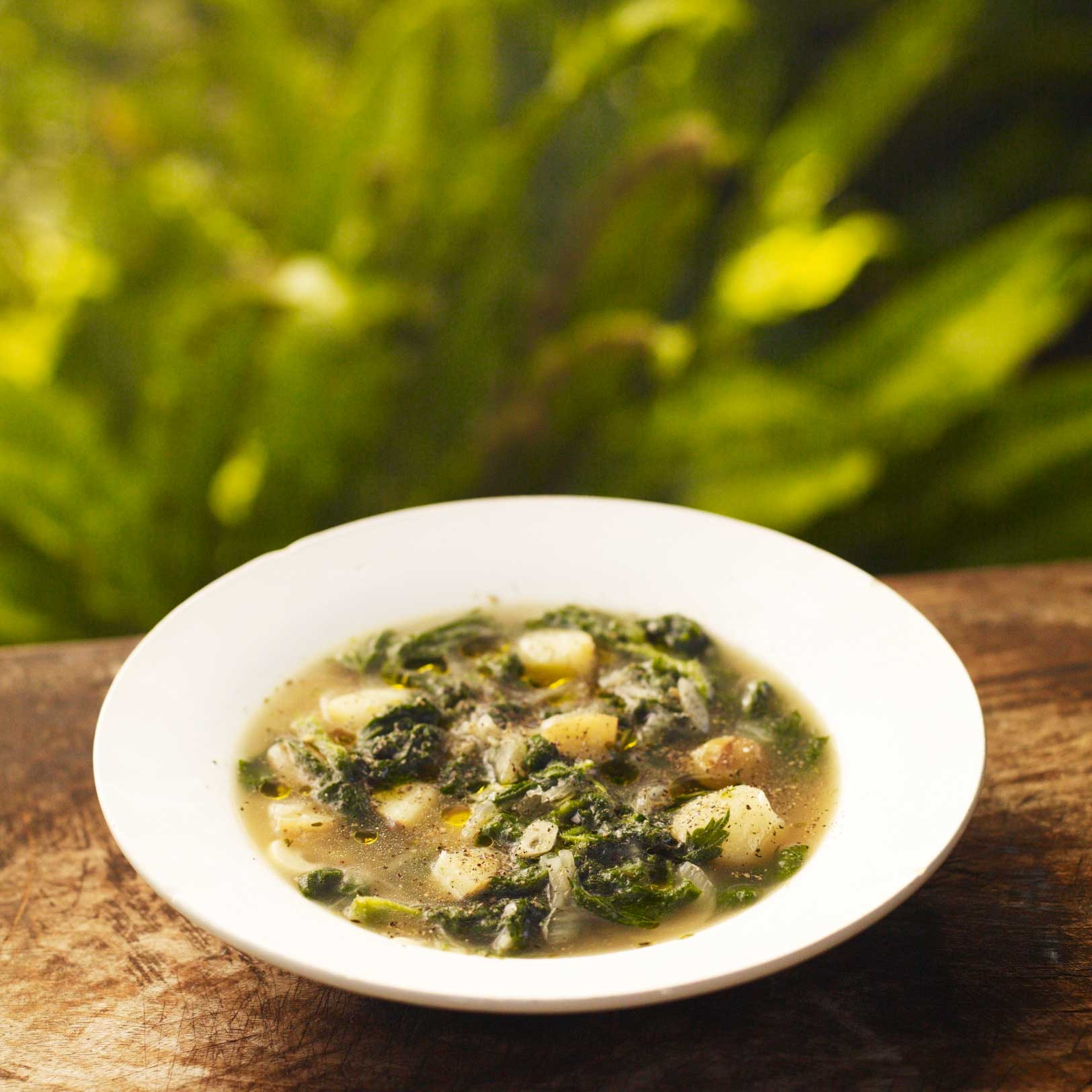 New potato and nettle soup