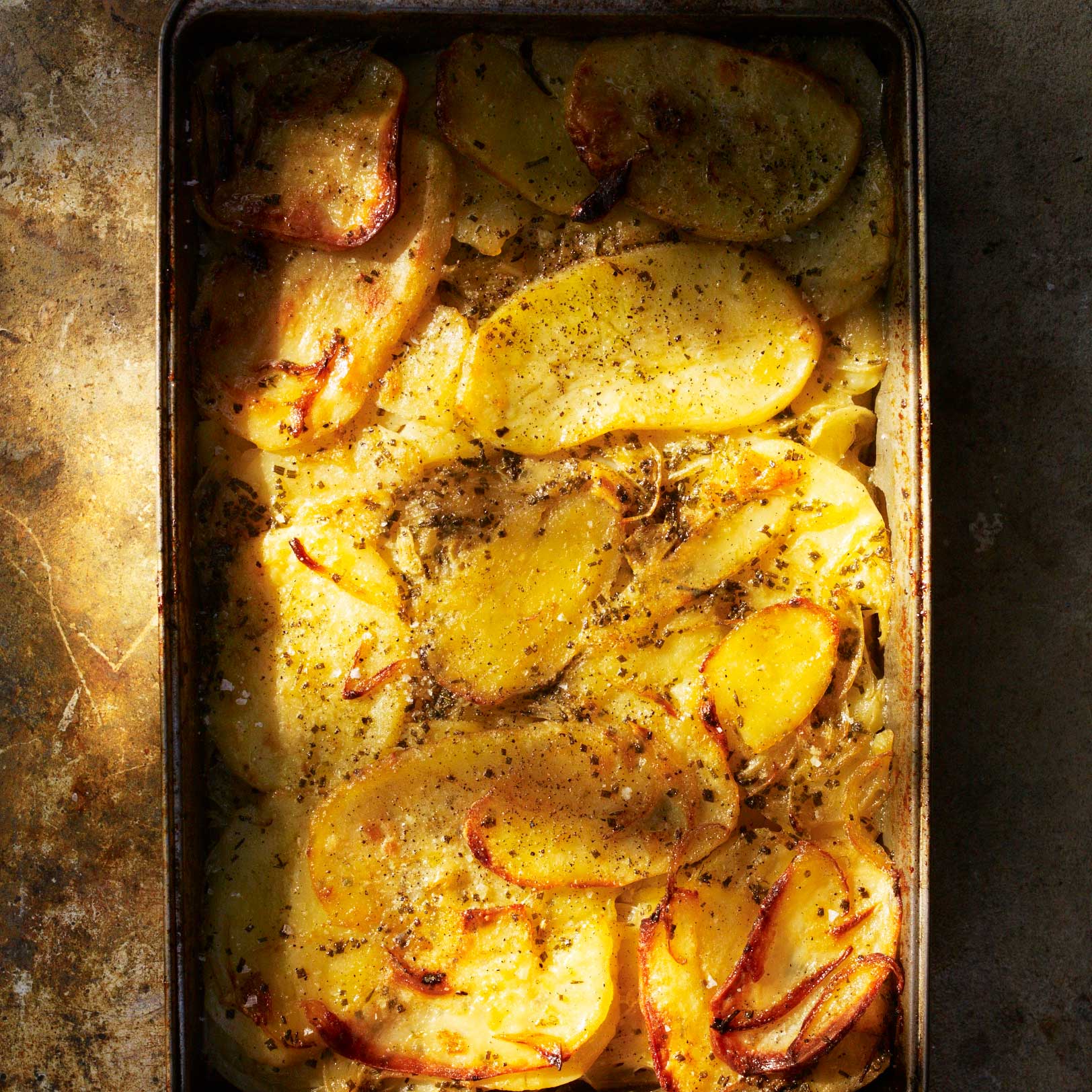A tray of simply baked potatoes
