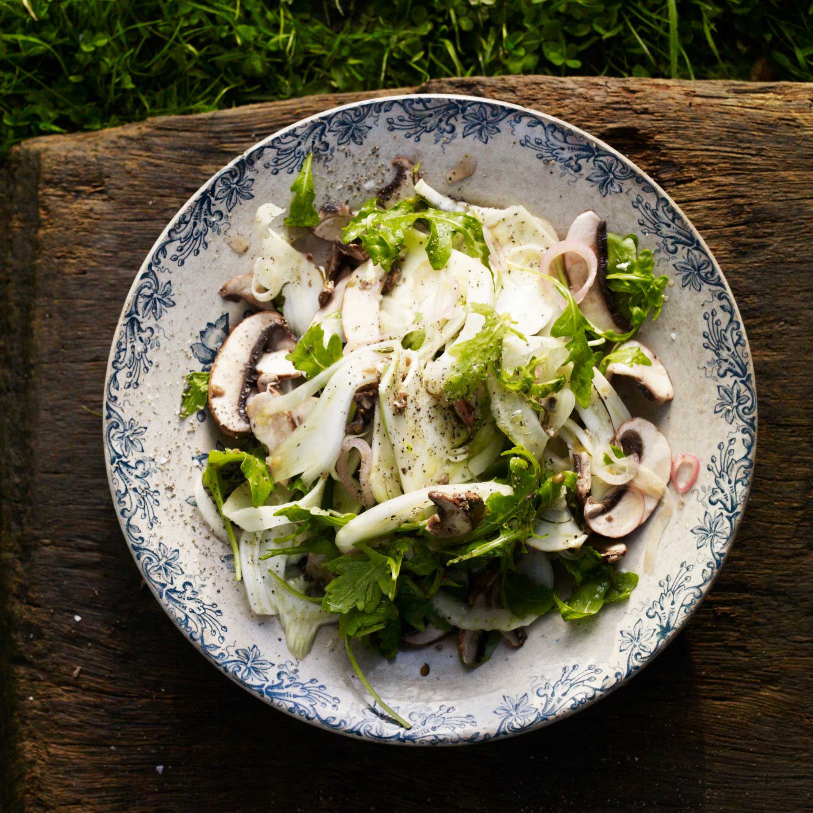 Pickled fennel, mushroom and rocket salad
