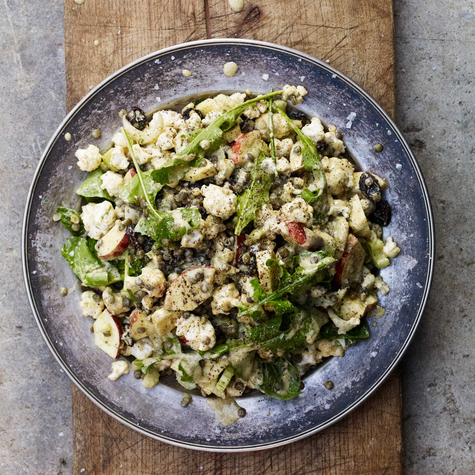 Cauliflower, celery, lentil and apple salad