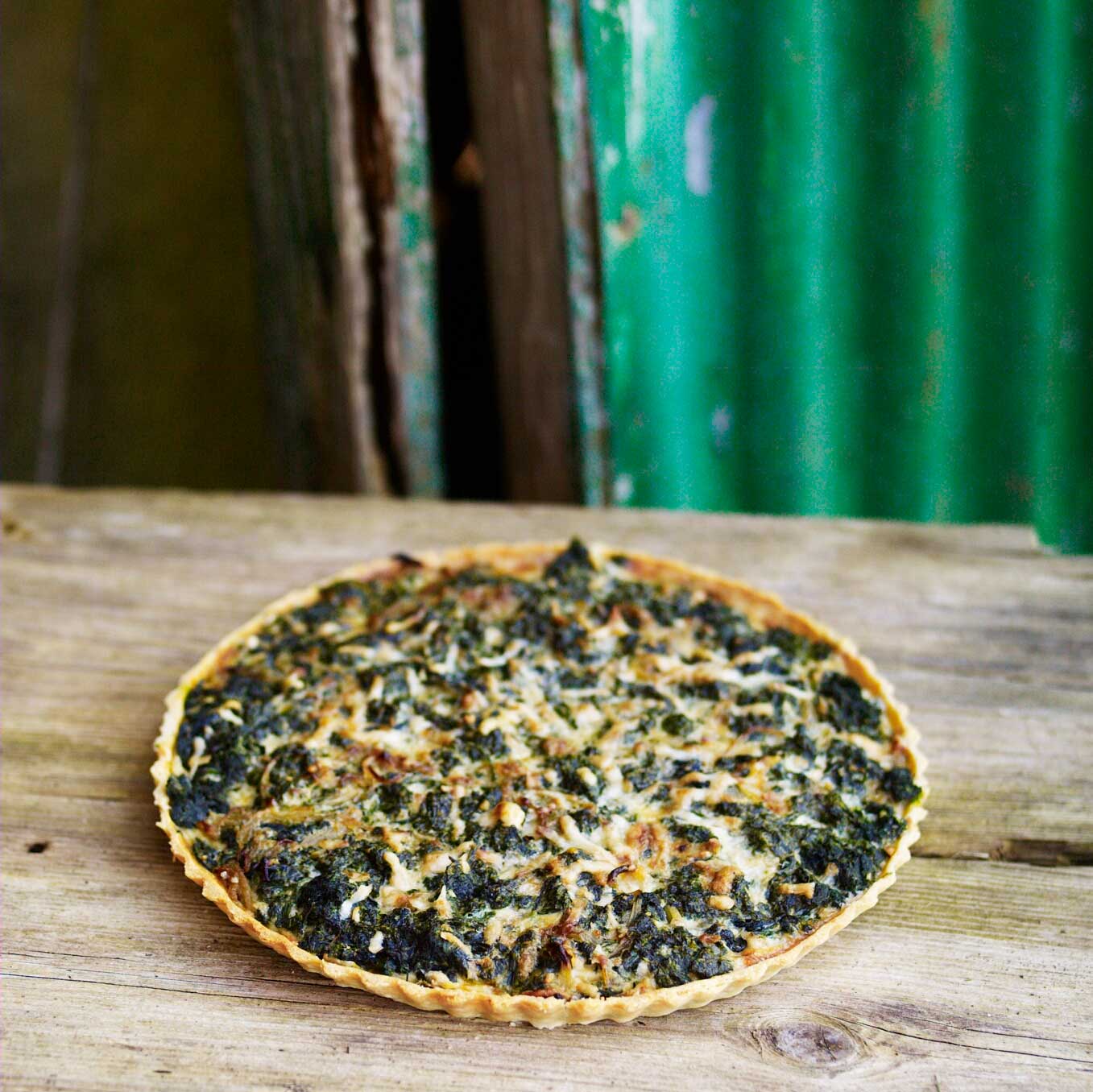 Nettle and wild garlic tart
