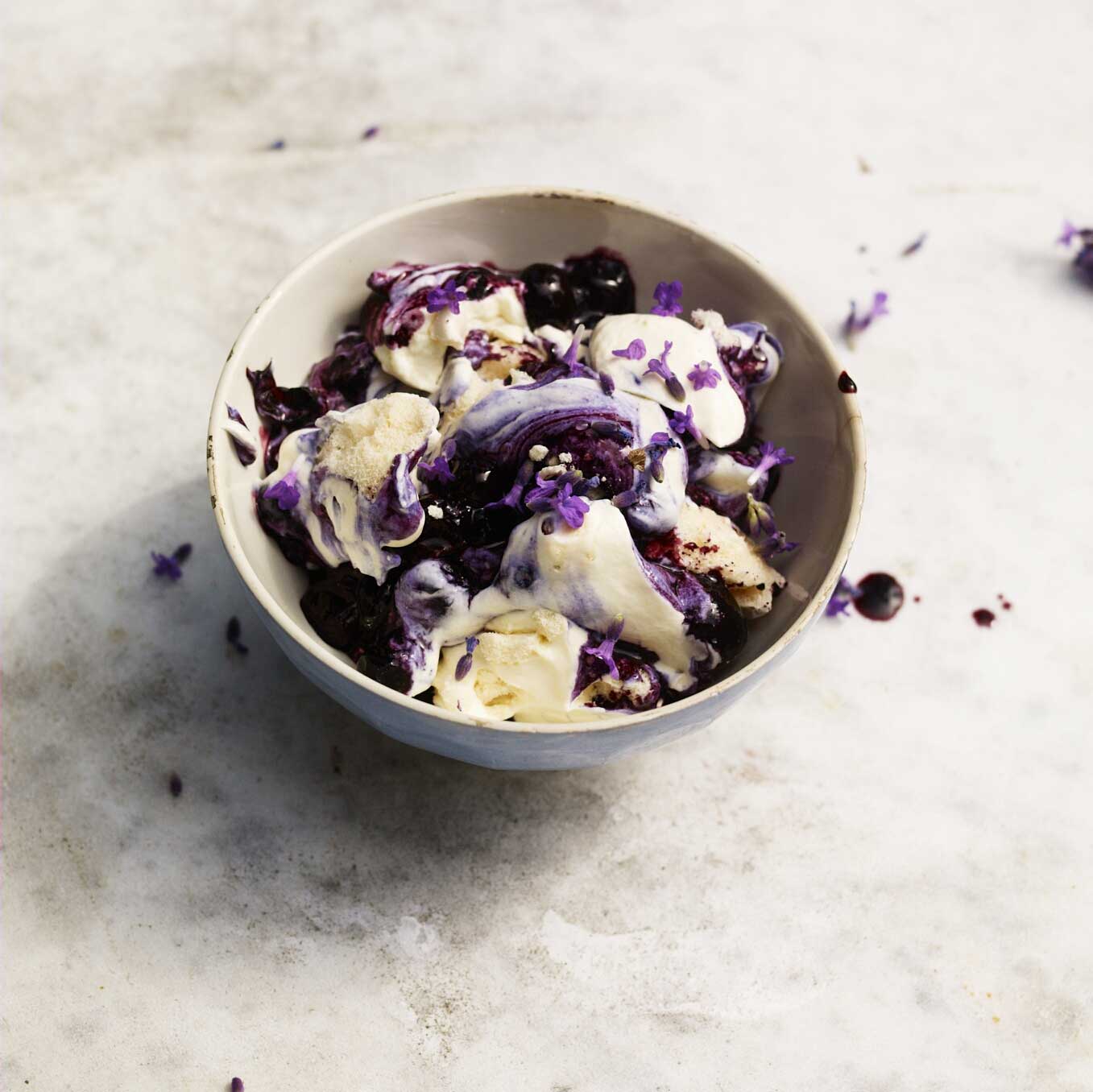 Blueberry, honey and lavender mess