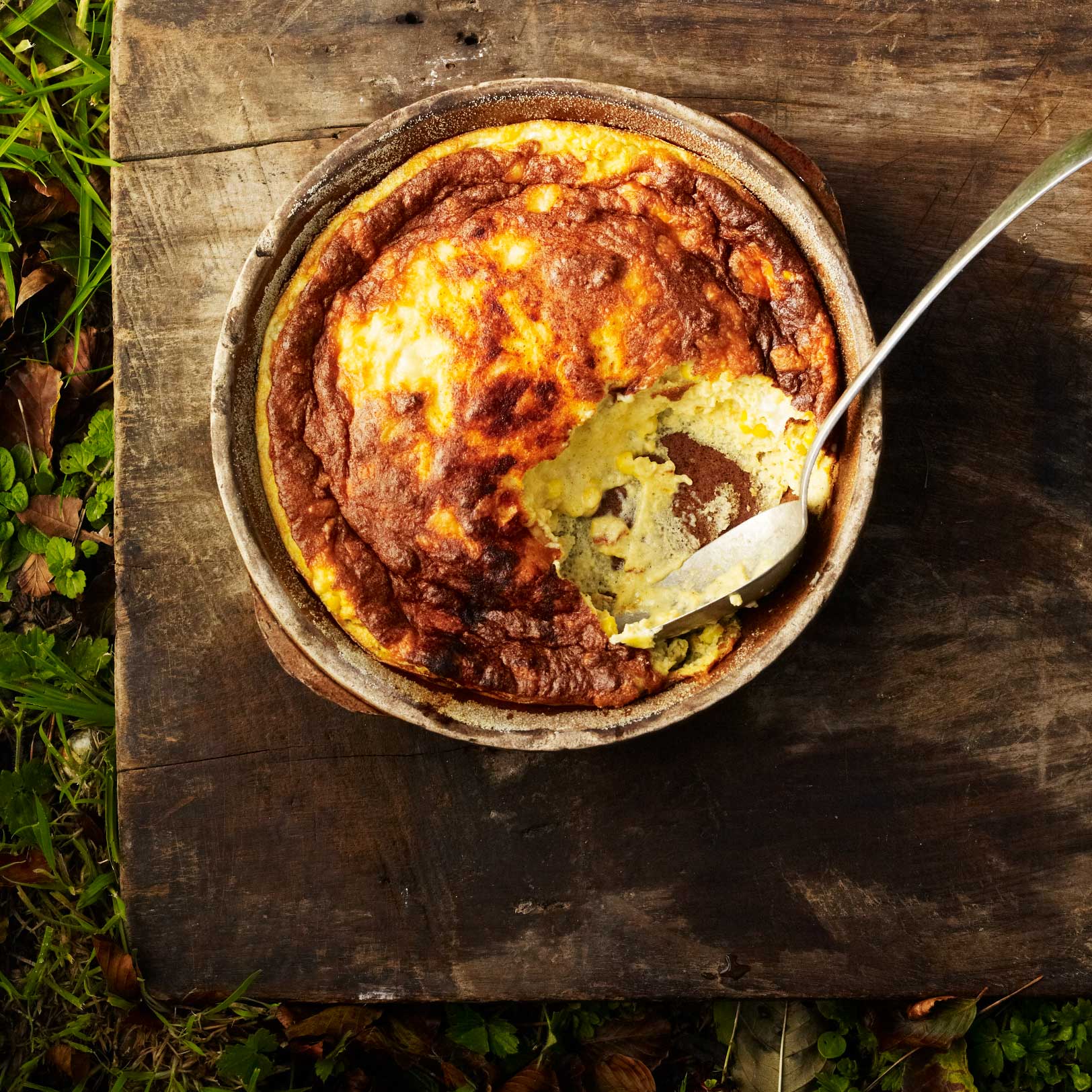 Sweetcorn, rosemary and smoked cheddar soufflé