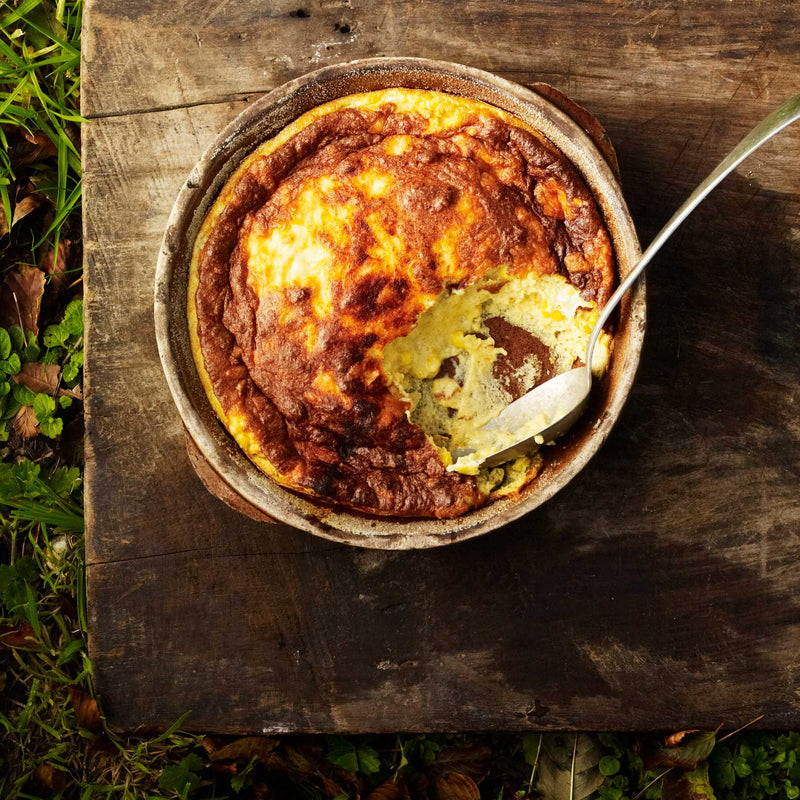 Sweetcorn, rosemary and smoked cheddar soufflé