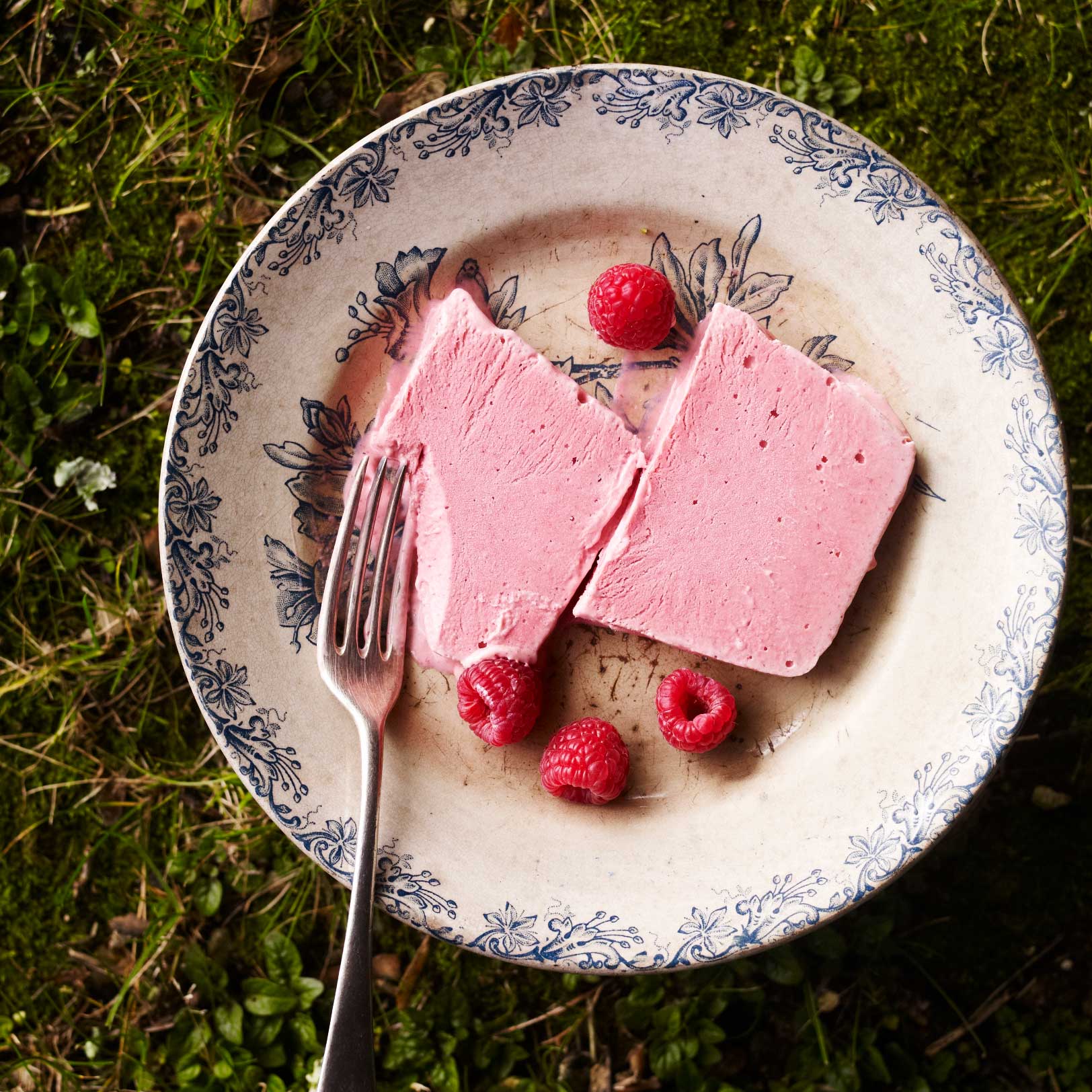 A frozen raspberry parfait