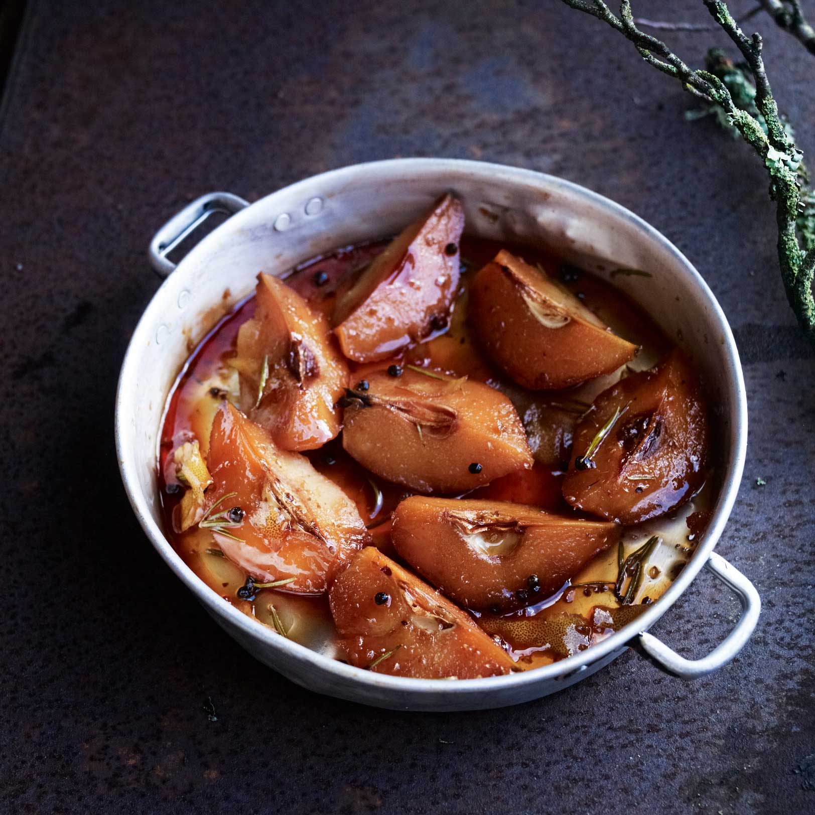 Quince baked with rosemary, black pepper, lemon and crushed coriander