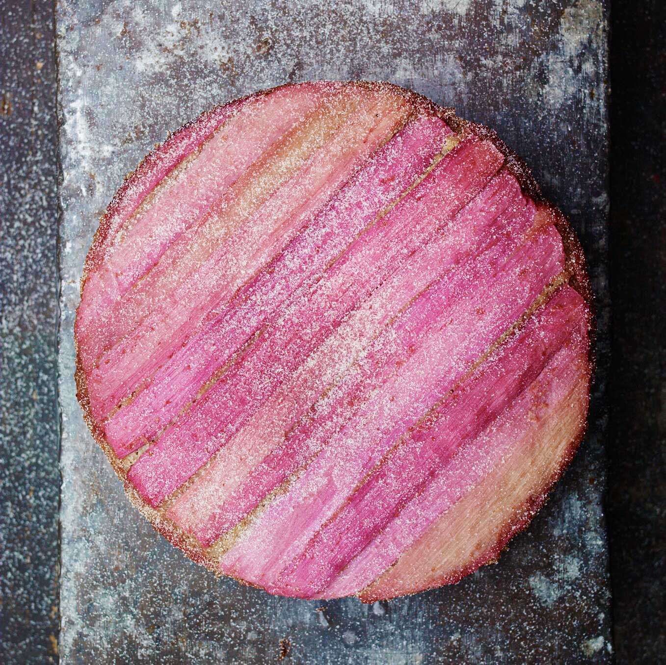 Wholemeal rhubarb and ginger upside-down cake