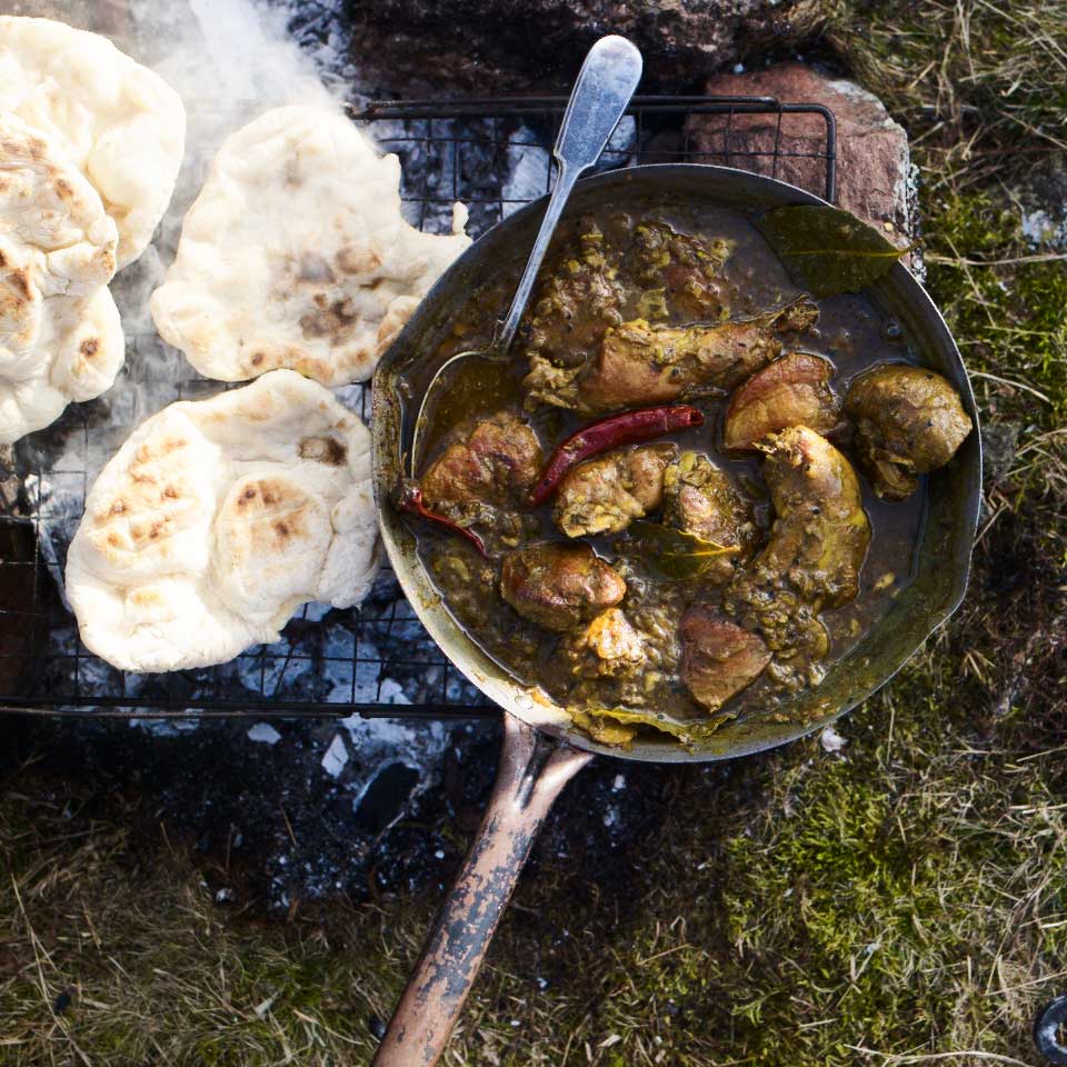 Pheasant curry and naans