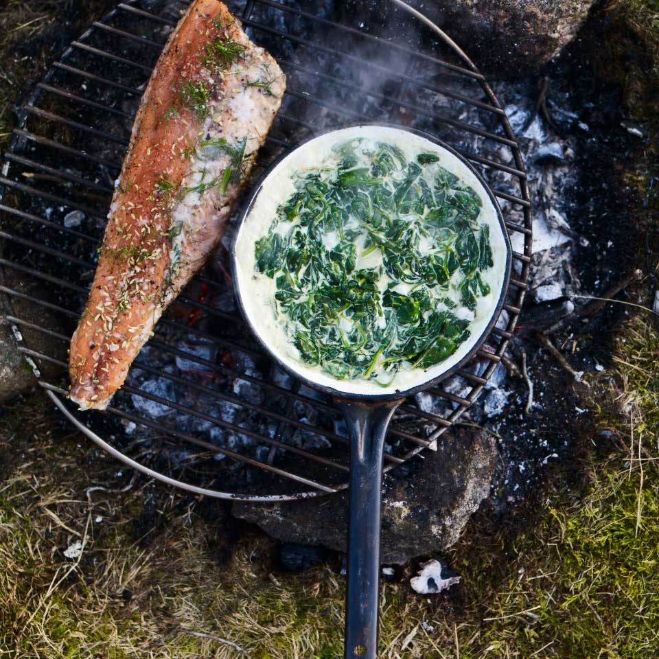 Trout with spinach and cream