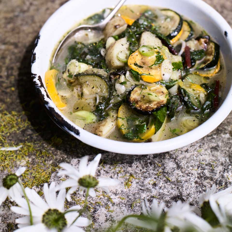 Courgette, new potato and chard stew