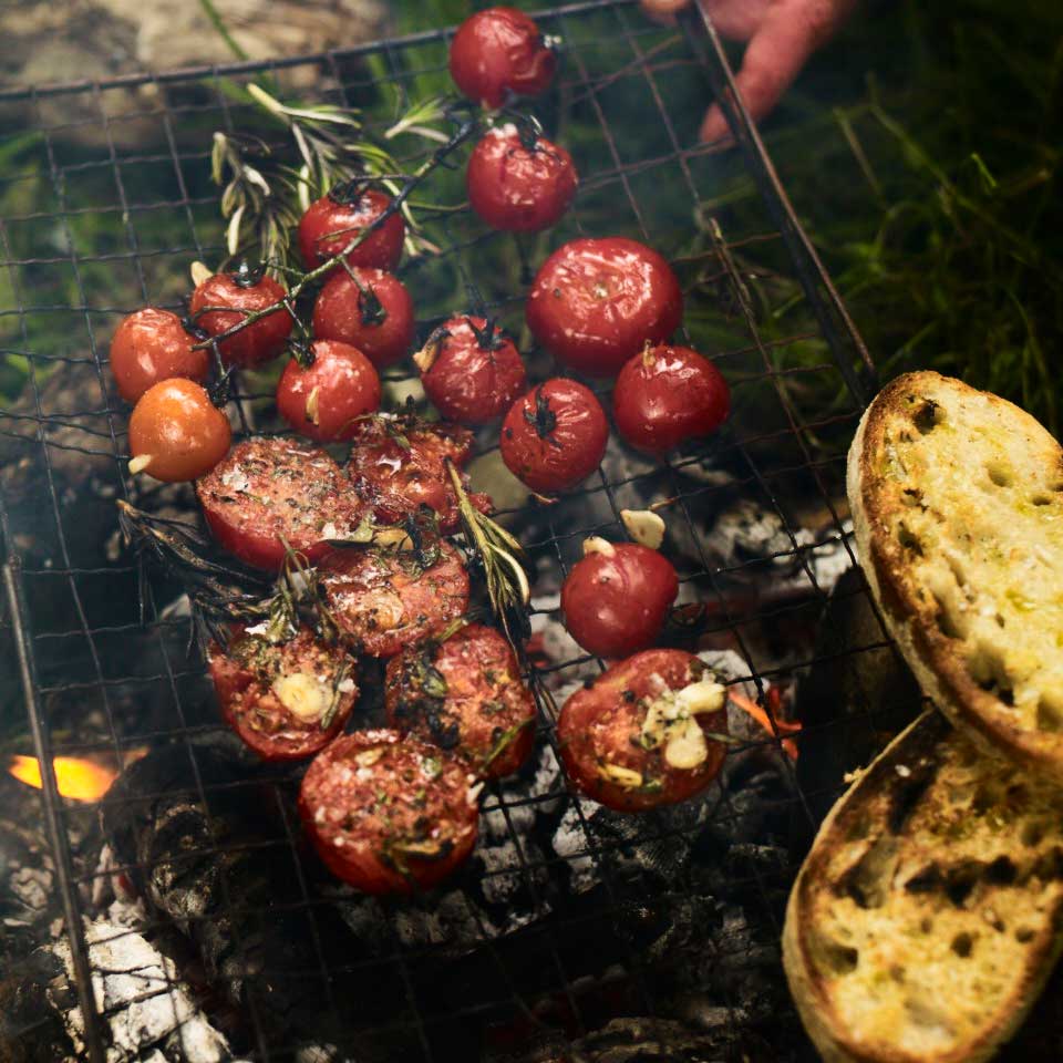 Campfire tomatoes on toast