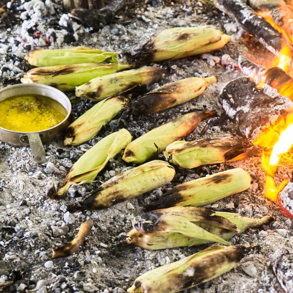 Ember-baked corn