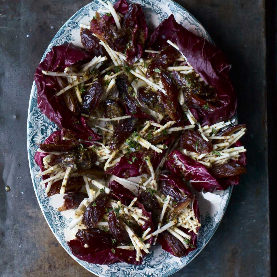 Radicchio with wholegrain mustard, dates and celeriac