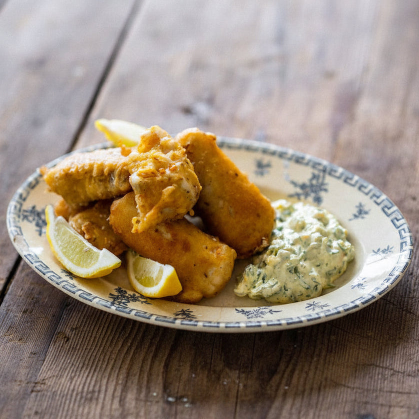 Cider and fennel seed  battered fish with the best tartare sauce