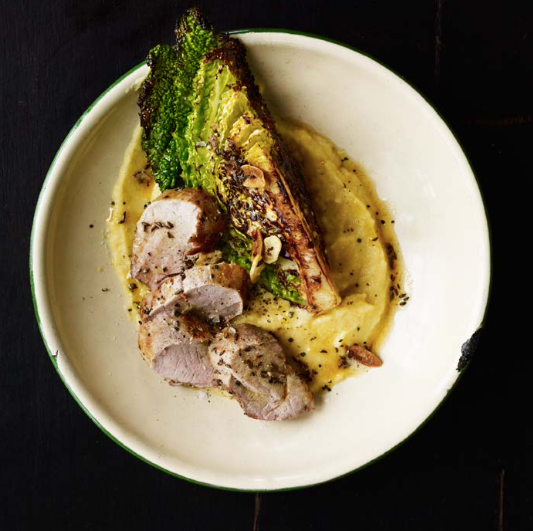 Wild boar with swede, cabbage & caraway