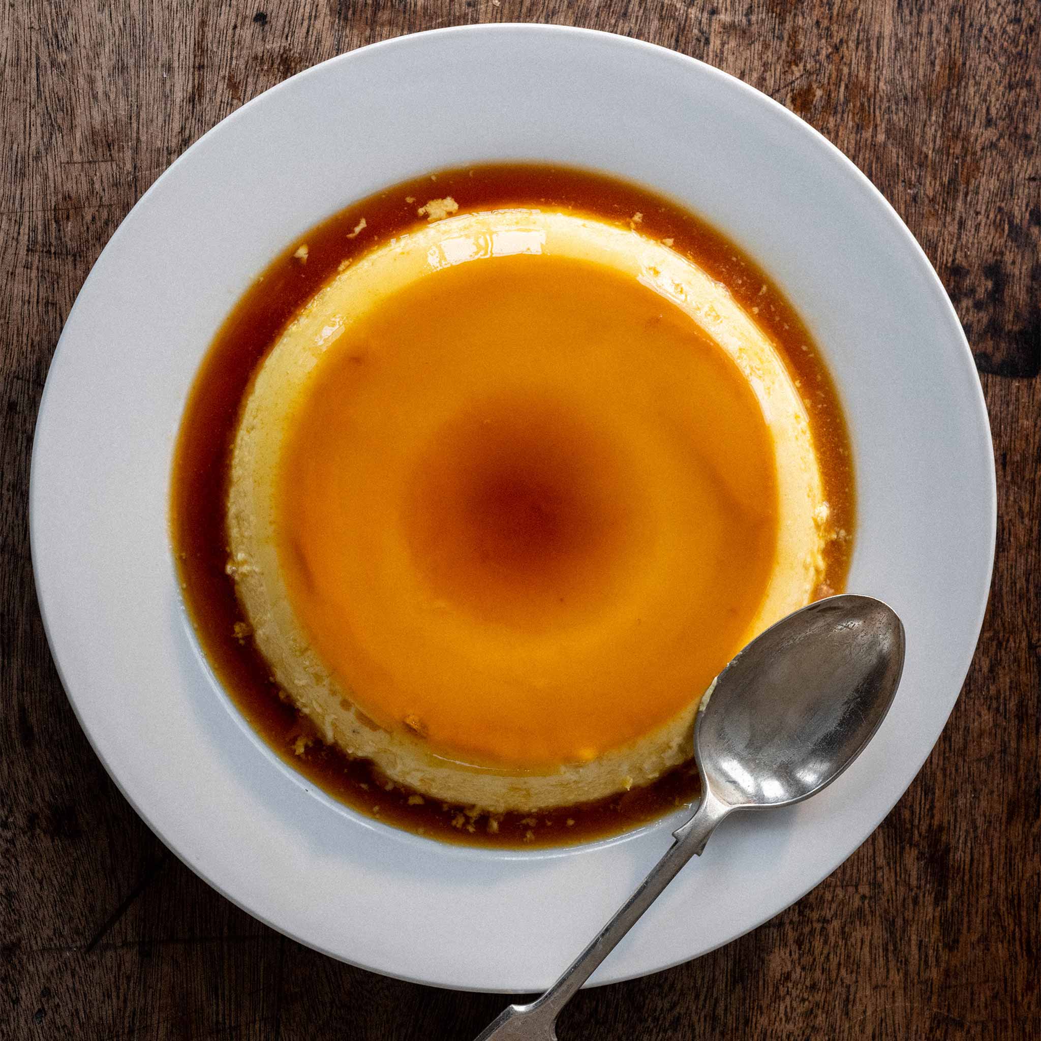 A lemon crème caramel