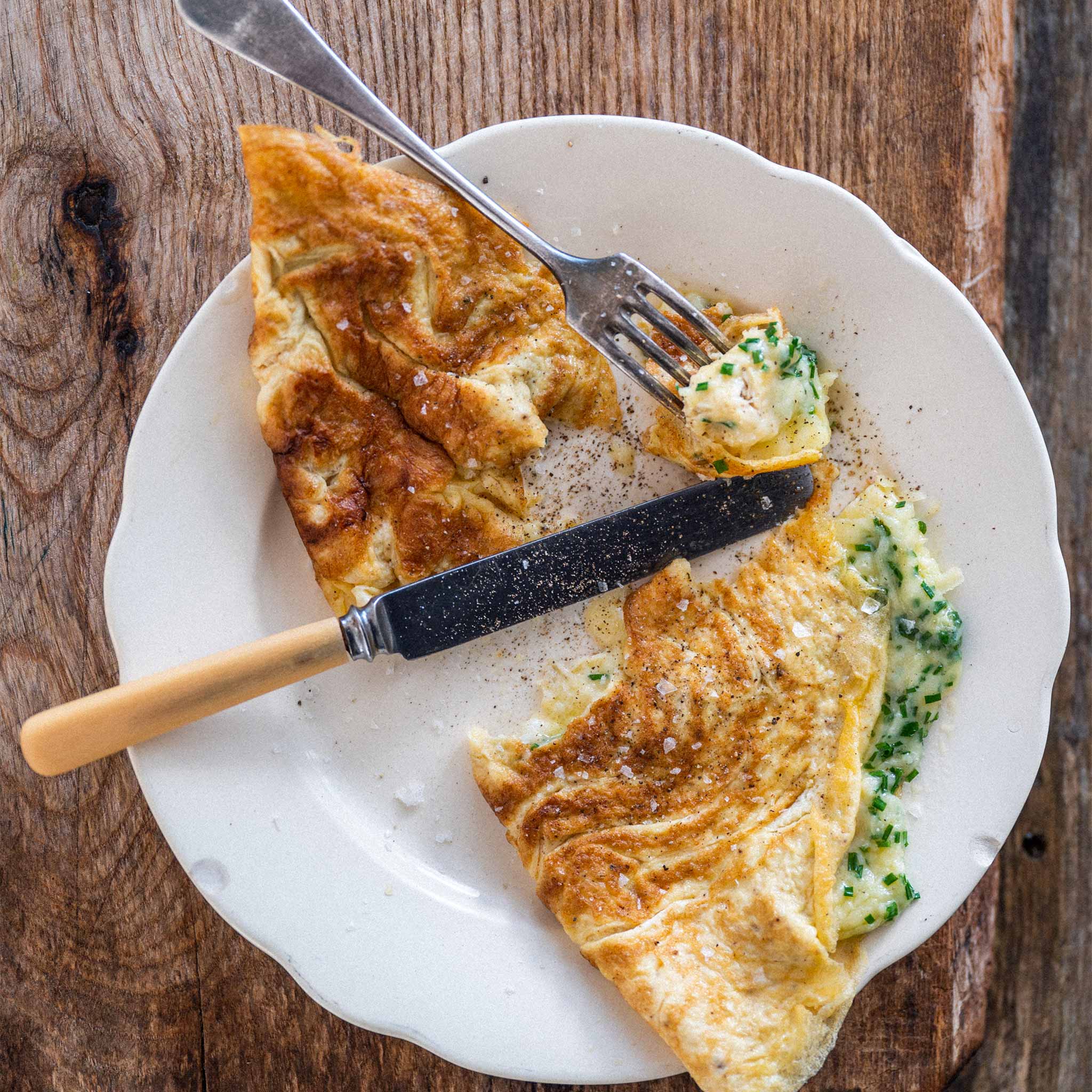 A cheese and herb omelette