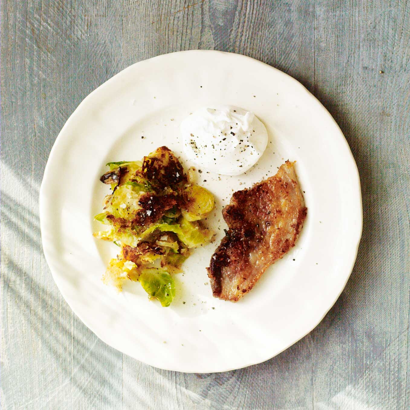 Bubble & squeak, fried pig’s cheek & poached egg