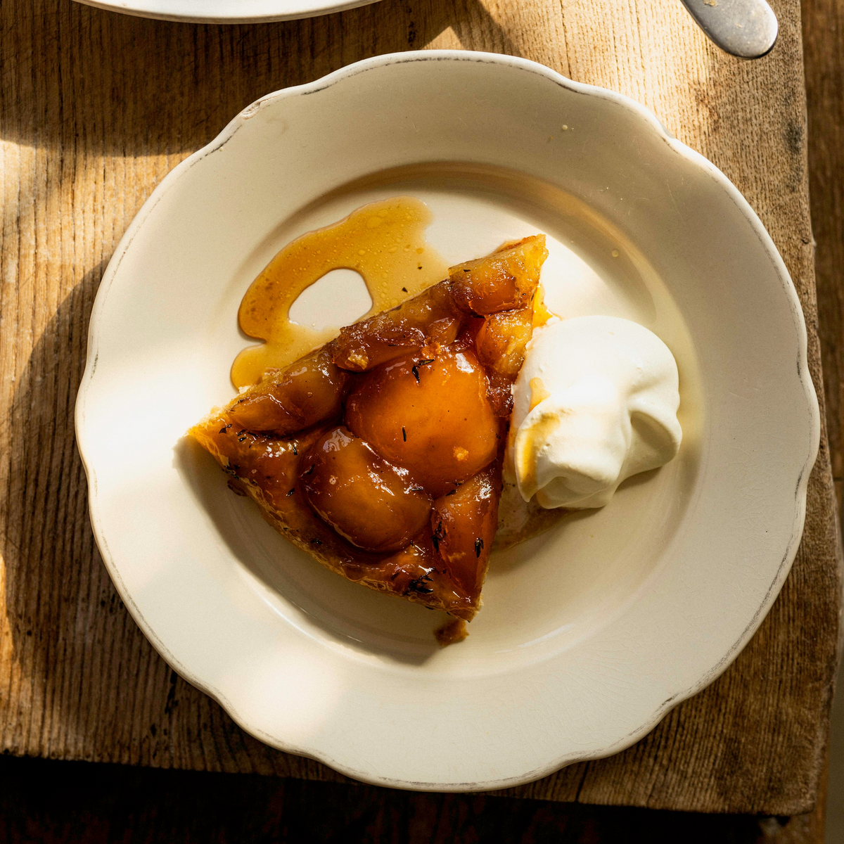An apple tarte Tatin with thyme and bay