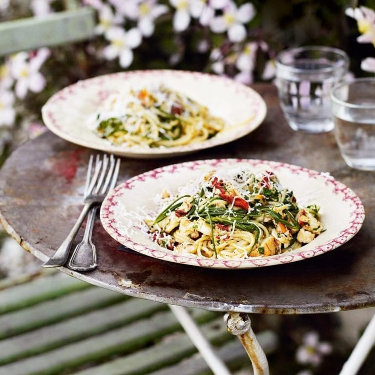 Lobster spaghetti with samphire and sheep’s cheese